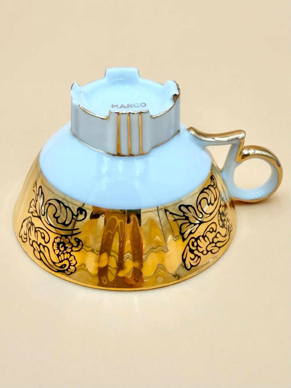Vintage Marco Gold Lustre Tea Cup & Saucer with Filigree Accents
